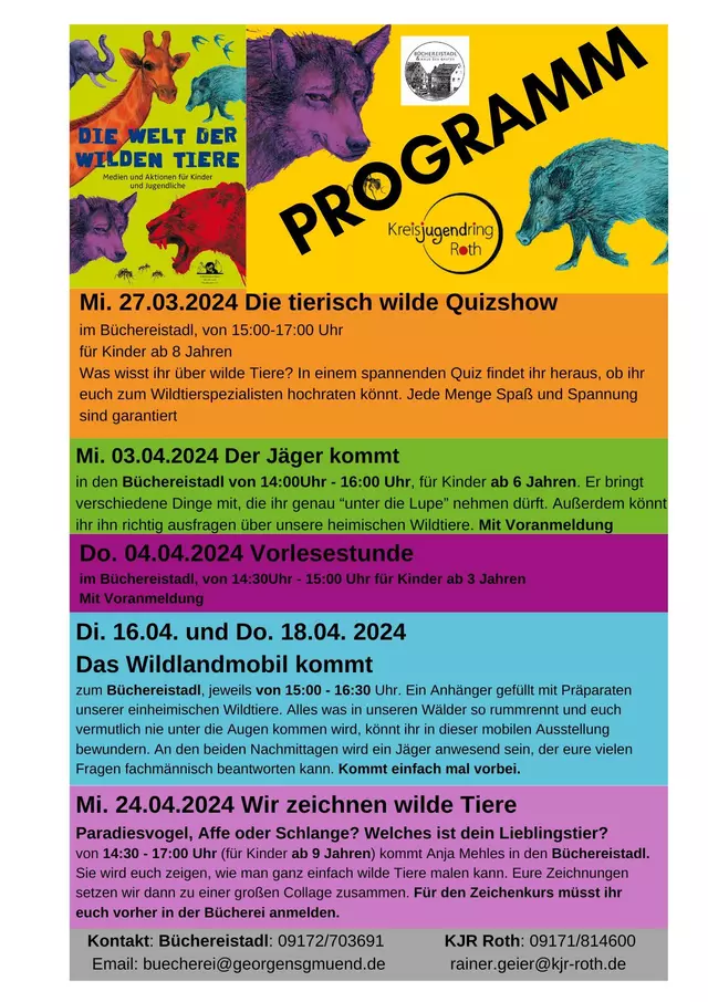 Programm für die Ausstellung "Wilde Tiere"